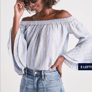 Lucky Brand Off Shoulder Stripe Top